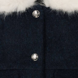 Balloon Chic-Girls Navy Blue Wool Coat | Childrensalon Outlet