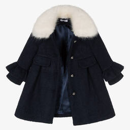 Balloon Chic-Girls Navy Blue Wool Coat | Childrensalon Outlet
