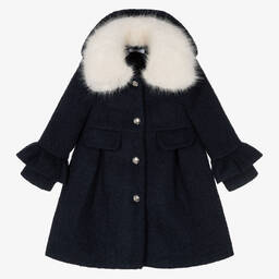 Balloon Chic-Girls Navy Blue Wool Coat | Childrensalon Outlet