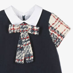 Balloon Chic-Girls Navy Blue Wool Tweed Dress | Childrensalon Outlet