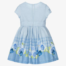 Balloon Chic-Girls Pale Blue Floral Cotton Dress | Childrensalon Outlet
