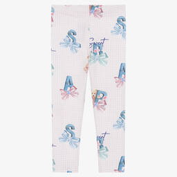 Balloon Chic-Girls Pink Check Cotton Teddy Leggings | Childrensalon Outlet