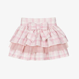 Balloon Chic-Girls Pink Checked Cotton Skirt | Childrensalon Outlet