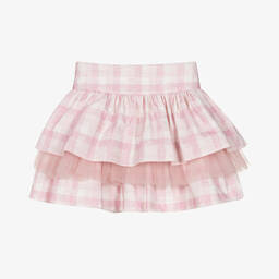 Balloon Chic-Girls Pink Checked Cotton Skirt | Childrensalon Outlet
