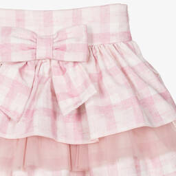 Balloon Chic-Girls Pink Checked Cotton Skirt | Childrensalon Outlet