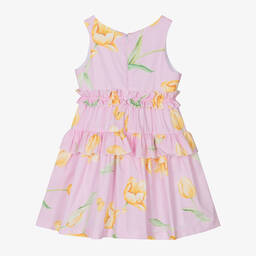 Balloon Chic-Girls Pink Cotton Floral Dress | Childrensalon Outlet