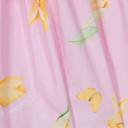 Balloon Chic-Girls Pink Cotton Floral Dress | Childrensalon Outlet