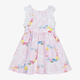 Balloon Chic-Girls Pink Cotton Floral Garland Dress | Childrensalon Outlet