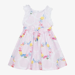 Balloon Chic-Girls Pink Cotton Floral Garland Dress | Childrensalon Outlet
