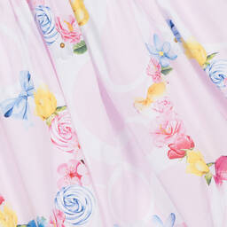 Balloon Chic-Girls Pink Cotton Floral Garland Dress | Childrensalon Outlet