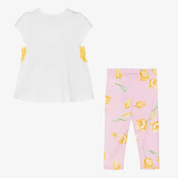 Balloon Chic-Розовый топ с цветами и легинсы из хлопка для девочек | Childrensalon Outlet