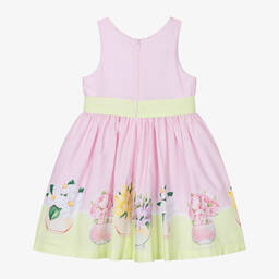 Balloon Chic-Girls Pink Cotton Flower Print Dress | Childrensalon Outlet