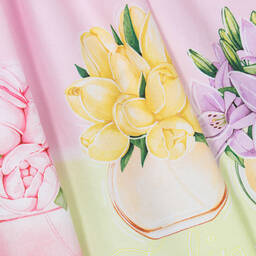 Balloon Chic-Girls Pink Cotton Flower Print Dress | Childrensalon Outlet