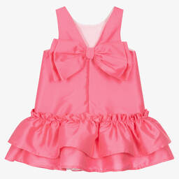 Balloon Chic-Girls Pink Cotton & Silk Bow Dress | Childrensalon Outlet
