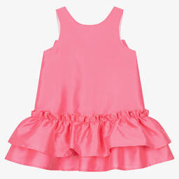 Balloon Chic-Girls Pink Cotton & Silk Bow Dress | Childrensalon Outlet