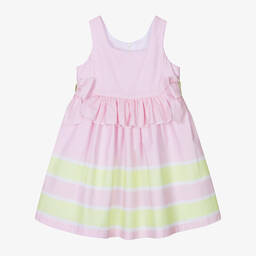 Balloon Chic-Girls Pink Cotton Striped Dress | Childrensalon Outlet