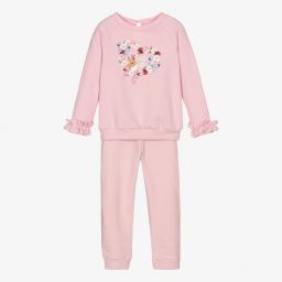 Balloon Chic-Girls Pink Cotton Tracksuit | Childrensalon Outlet