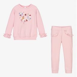 Balloon Chic-Girls Pink Cotton Tracksuit | Childrensalon Outlet