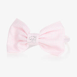 Balloon Chic-Girls Pink Gingham Cotton Hairband  | Childrensalon Outlet