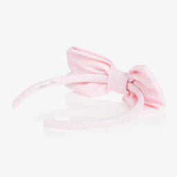 Balloon Chic-Girls Pink Gingham Cotton Hairband  | Childrensalon Outlet