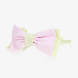 Balloon Chic-Girls Pink & Green Cotton Bow Hairband | Childrensalon Outlet