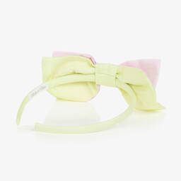 Balloon Chic-Girls Pink & Green Cotton Bow Hairband | Childrensalon Outlet