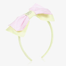 Balloon Chic-Girls Pink & Green Cotton Bow Hairband | Childrensalon Outlet