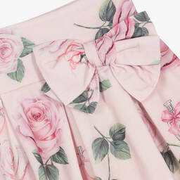 بالون شيك-تنورة قطن كوردروي لون زهري بطبعة ورود | Childrensalon Outlet