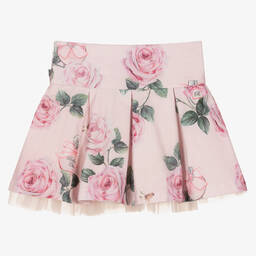 بالون شيك-تنورة قطن كوردروي لون زهري بطبعة ورود | Childrensalon Outlet