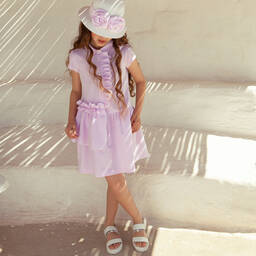 Balloon Chic-Girls Pink Striped Seersucker Dress | Childrensalon Outlet