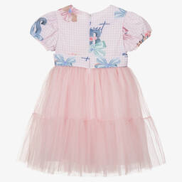 Balloon Chic-Girls Pink Tulle Teddy Bear Print Dress | Childrensalon Outlet