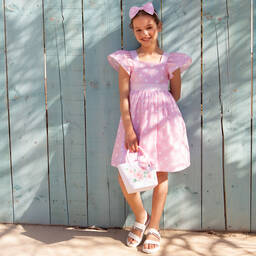 Balloon Chic-Girls Pink & White Cotton Dots Dress | Childrensalon Outlet