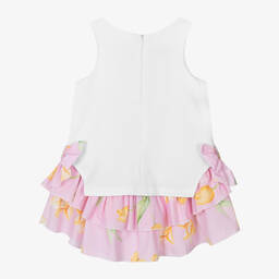 Balloon Chic-Girls Pink & White Cotton Ruffle Dress | Childrensalon Outlet