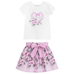 Balloon Chic-Girls Pink & White Skirt Set | Childrensalon Outlet