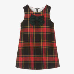 Balloon Chic-Girls Red Cotton & Wool Tartan Dress | Childrensalon Outlet