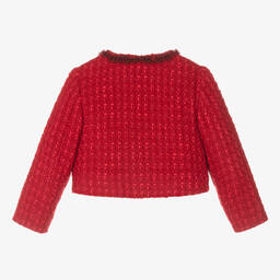 Balloon Chic-Girls Red Cropped Tweed Jacket | Childrensalon Outlet