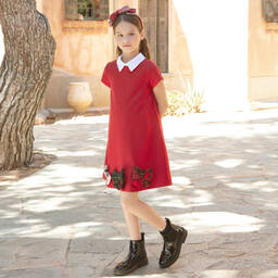 Balloon Chic-Girls Red Tartan Bows A-Line Dress | Childrensalon Outlet