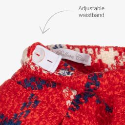 بالون شيك-تنورة تويد كاروهات لون أحمر وأزرق وعاجي | Childrensalon Outlet