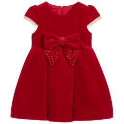 h and m red velvet dress