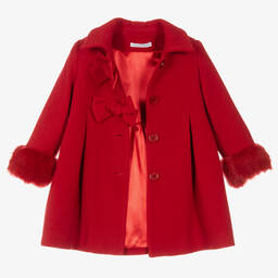 Balloon Chic-Girls Red Wool Coat | Childrensalon Outlet