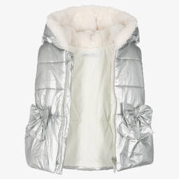 Balloon Chic-Girls Silver Padded Gilet | Childrensalon Outlet