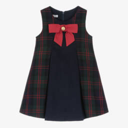 Balloon Chic-Girls Sleeveless Tartan Dress with Bow | Childrensalon Outlet
