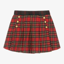 Balloon Chic-Girls Tartan Red Pleated Skirt | Childrensalon Outlet