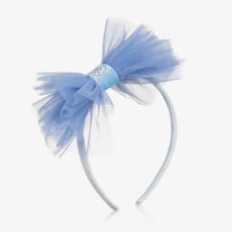Balloon Chic-Girls Tulle Bow Hairband in Blue | Childrensalon Outlet