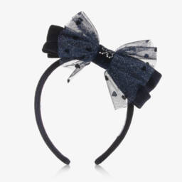 Balloon Chic-Girls Velvet Navy Hairband | Childrensalon Outlet