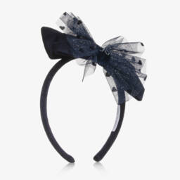 Balloon Chic-Girls Velvet Navy Hairband | Childrensalon Outlet