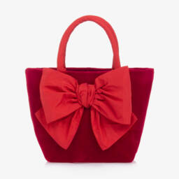 Balloon Chic-Girls Velvet Red Bow Tote | Childrensalon Outlet