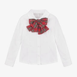 Balloon Chic-Girls White Blouse with Bow | Childrensalon Outlet