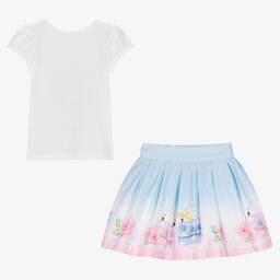 Balloon Chic-Белый топ и голубая юбка из хлопка | Childrensalon Outlet