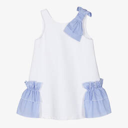 Balloon Chic-Girls White Cotton Bow Dress | Childrensalon Outlet